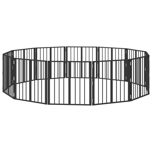 Dog Gate 12 pcs Black 60 x 60 cm Galvanised Steel