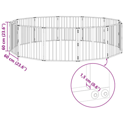 Dog Gate 12 pcs Black 60 x 60 cm Galvanised Steel