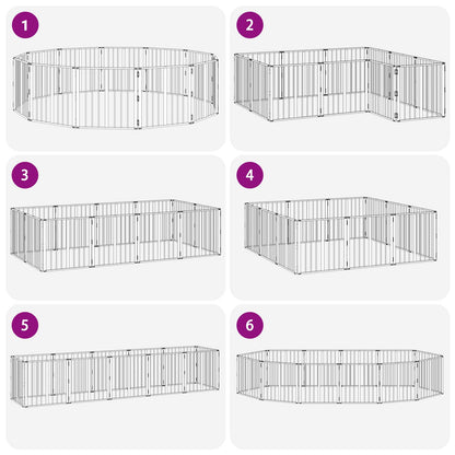 Dog Gate 12 pcs Black 60 x 60 cm Galvanised Steel