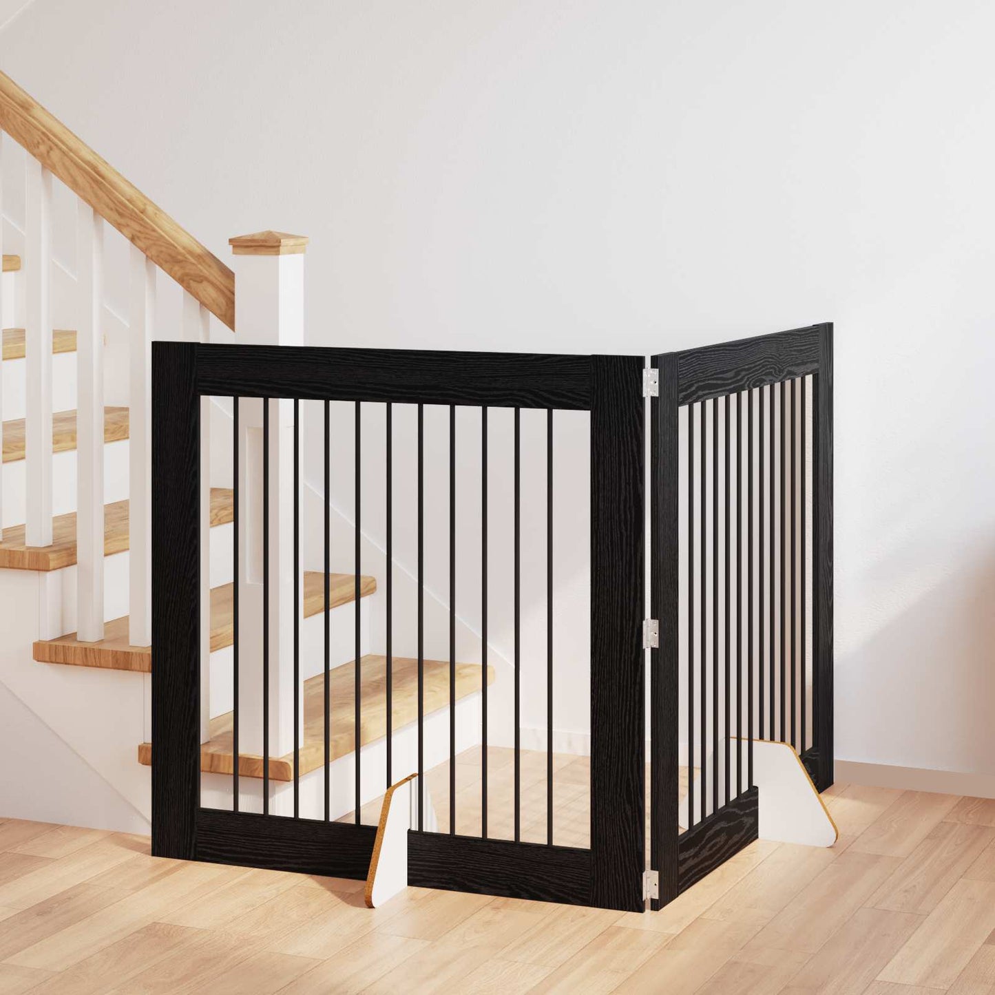 Dog Gate with Stands 2 pcs Black Oak 100 x 100 cm
