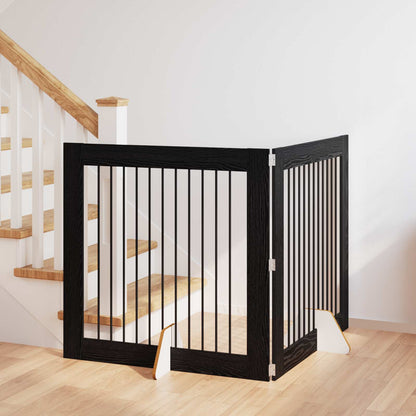 Dog Gate with Stands 2 pcs Black Oak 100 x 100 cm