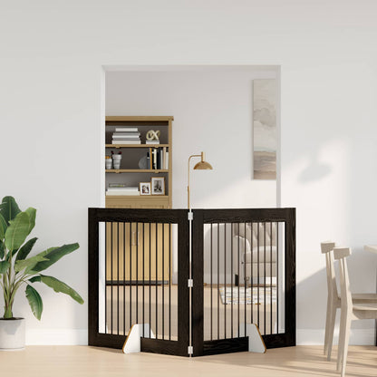 Dog Gate with Stands 2 pcs Black Oak 100 x 100 cm