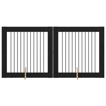 Dog Gate with Stands 2 pcs Black Oak 100 x 100 cm