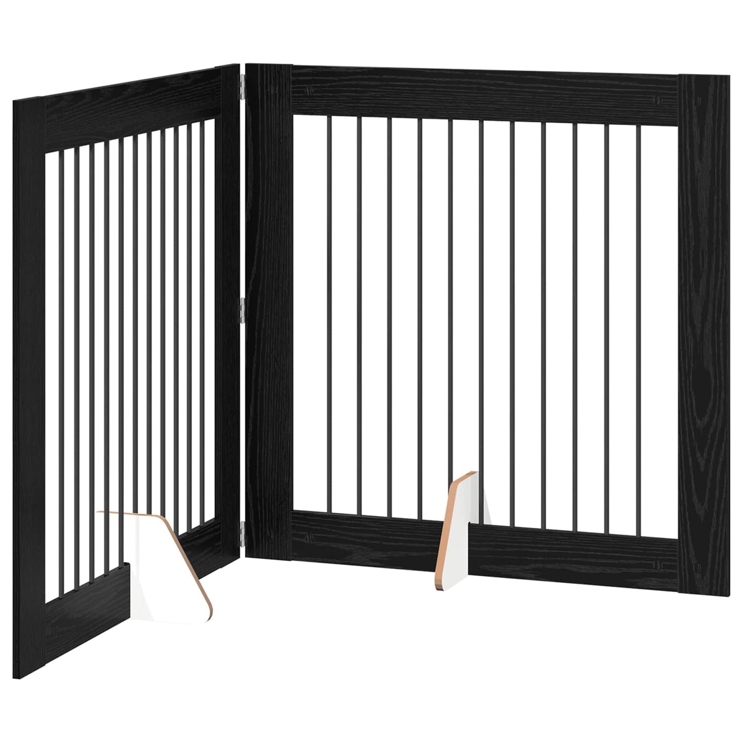 Foldable Dog Gate with Stands 2 pcs Black Oak 200.5 cm