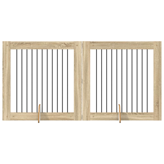Foldable Dog Gate with Stands 2 pcs Sonoma Oak 200.5 cm