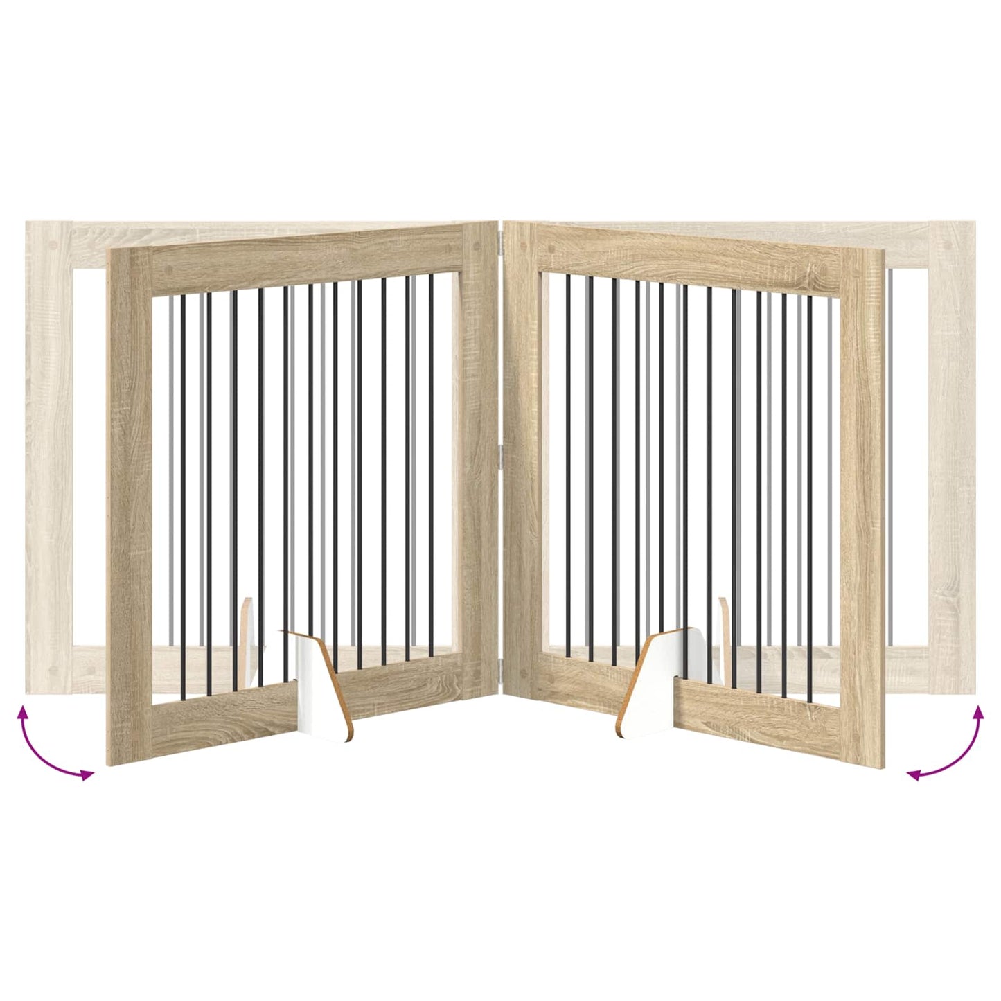 Foldable Dog Gate with Stands 2 pcs Sonoma Oak 200.5 cm