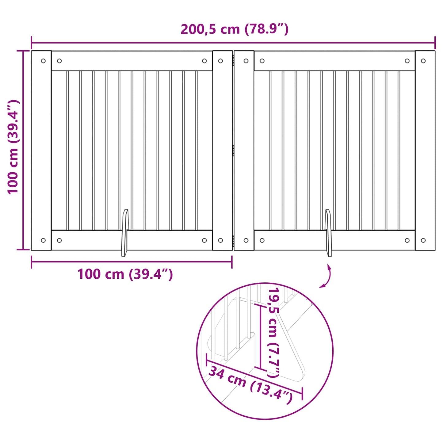 Foldable Dog Gate with Stands 2 pcs Sonoma Oak 200.5 cm