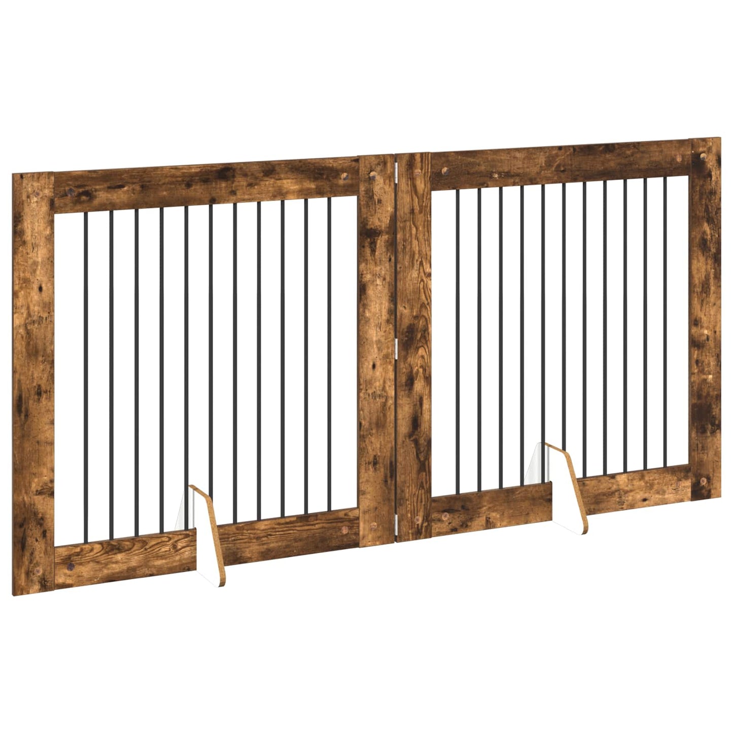 Dog Gate with Stands 2 pcs Smoked Oak 100 x 100 cm
