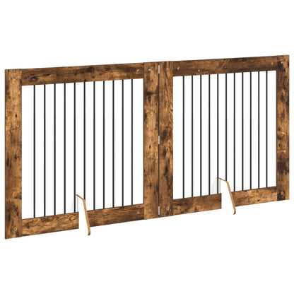 Foldable Dog Gate with Stands 2 pcs Smoked Oak 200.5 cm