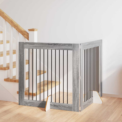 Dog Gate with Stands 2 pcs Grey Sonoma 100 x 100 cm
