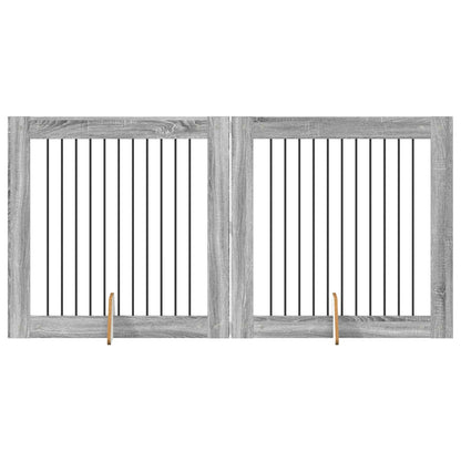Dog Gate with Stands 2 pcs Grey Sonoma 100 x 100 cm
