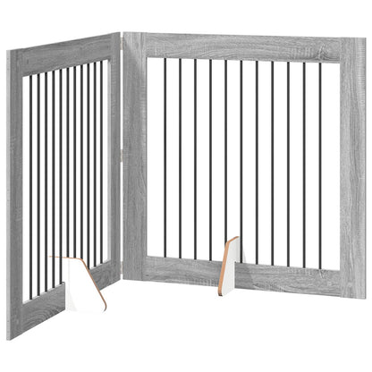 Foldable Dog Gate with Stands 2 pcs Grey Sonoma 200.5 cm