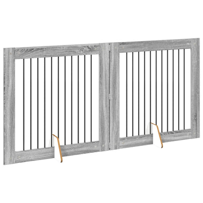 Foldable Dog Gate with Stands 2 pcs Grey Sonoma 200.5 cm