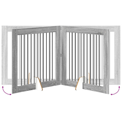 Dog Gate with Stands 2 pcs Grey Sonoma 100 x 100 cm