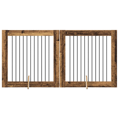 Dog Gate with Stands 2 pcs Old Wood 100 x 100 cm
