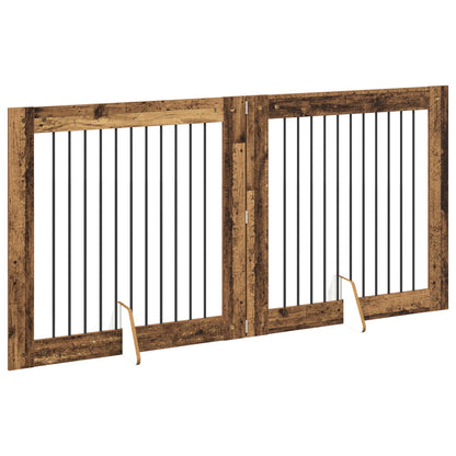 Foldable Dog Gate with Stands 2 pcs Old Wood 200.5 cm