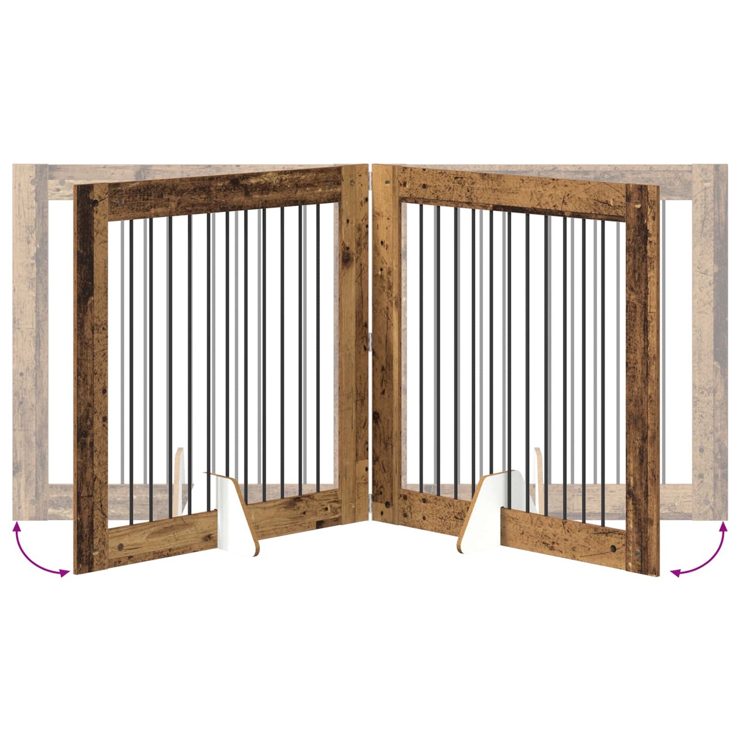 Foldable Dog Gate with Stands 2 pcs Old Wood 200.5 cm