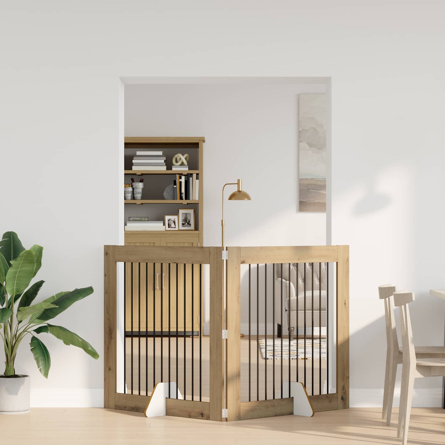 Foldable Dog Gate with Stands 2 pcs Artisan Oak 200.5 cm