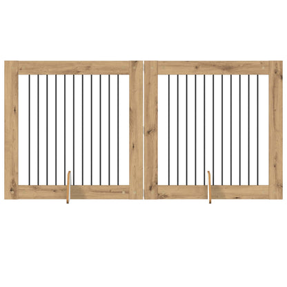 Foldable Dog Gate with Stands 2 pcs Artisan Oak 200.5 cm