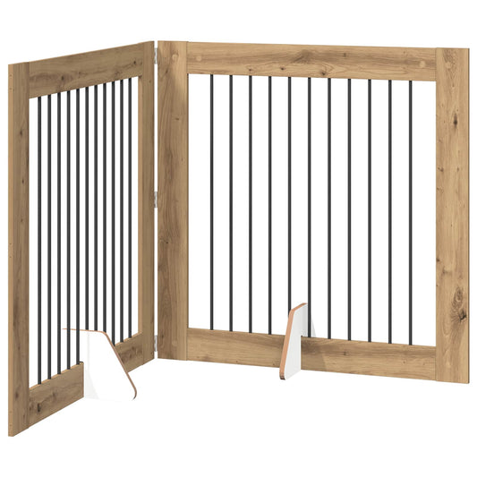 Foldable Dog Gate with Stands 2 pcs Artisan Oak 200.5 cm
