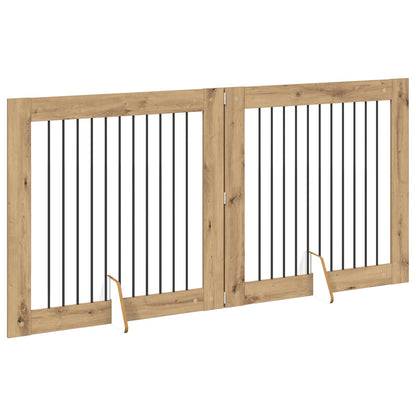 Foldable Dog Gate with Stands 2 pcs Artisan Oak 200.5 cm