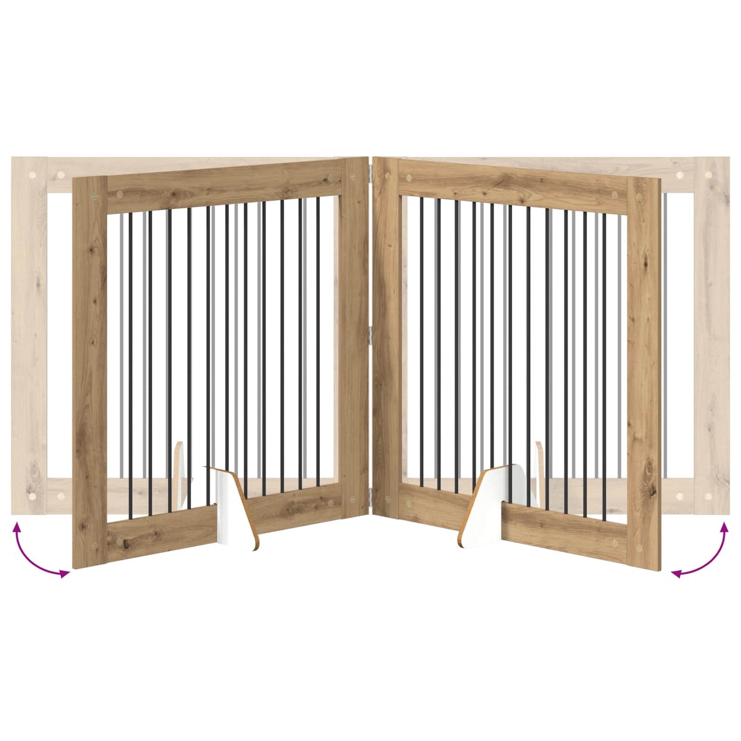 Foldable Dog Gate with Stands 2 pcs Artisan Oak 200.5 cm