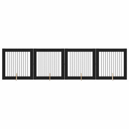 Dog Gate with Stands 4 pcs Black Oak 100 x 100 cm