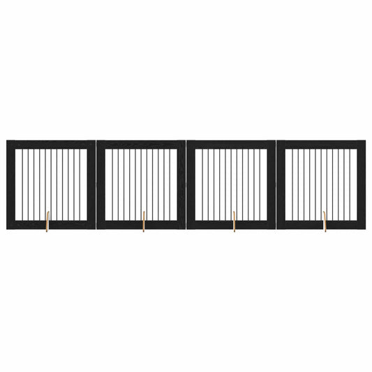 Foldable Dog Gate with Stands 4 pcs Black Oak 401 cm