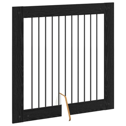 Foldable Dog Gate with Stands 4 pcs Black Oak 401 cm