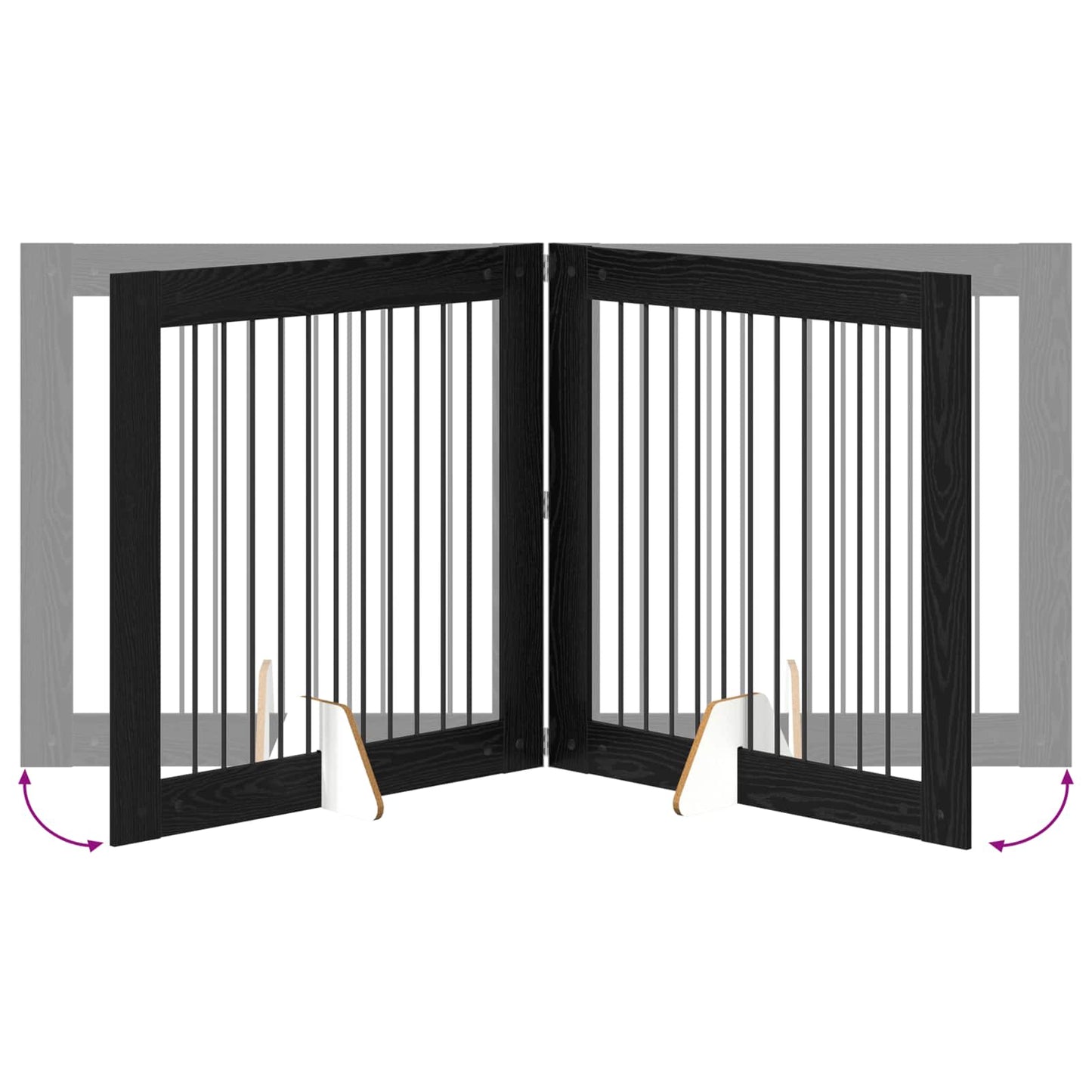 Foldable Dog Gate with Stands 4 pcs Black Oak 401 cm