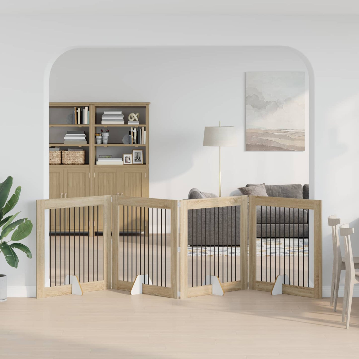 Foldable Dog Gate with Stands 4 pcs Sonoma Oak 401 cm