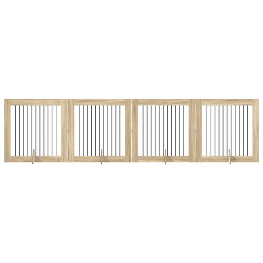 Foldable Dog Gate with Stands 4 pcs Sonoma Oak 401 cm