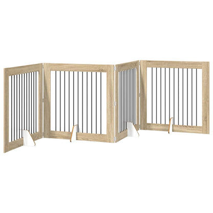 Foldable Dog Gate with Stands 4 pcs Sonoma Oak 401 cm