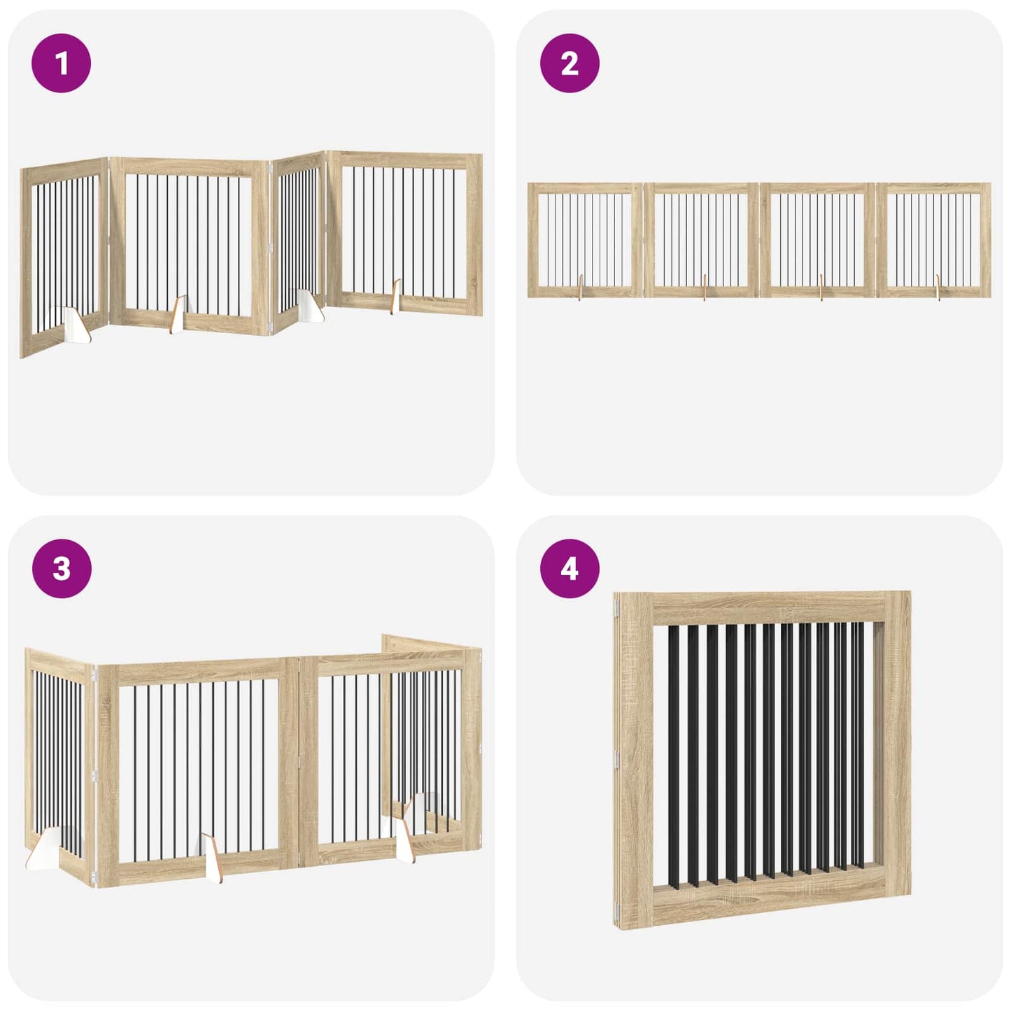 Foldable Dog Gate with Stands 4 pcs Sonoma Oak 401 cm