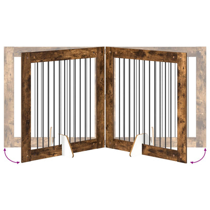 Foldable Dog Gate with Stands 4 pcs Smoked Oak 401 cm