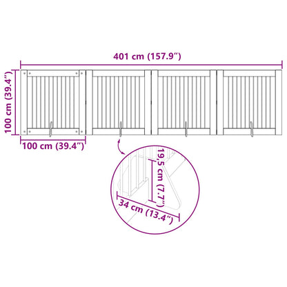 Foldable Dog Gate with Stands 4 pcs Smoked Oak 401 cm