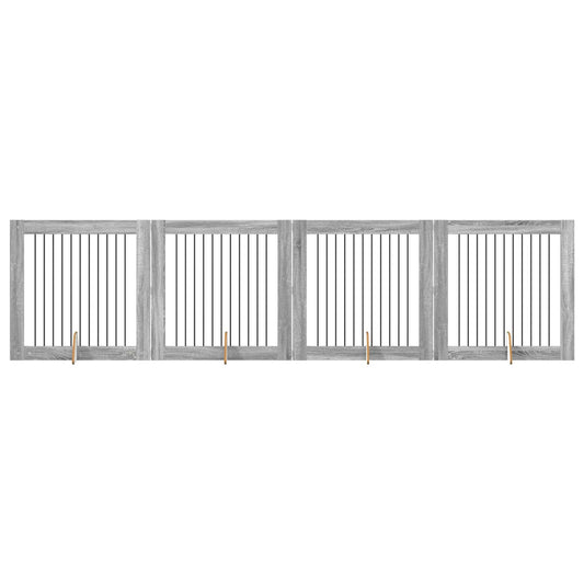 Foldable Dog Gate with Stands 4 pcs Grey Sonoma 401 cm