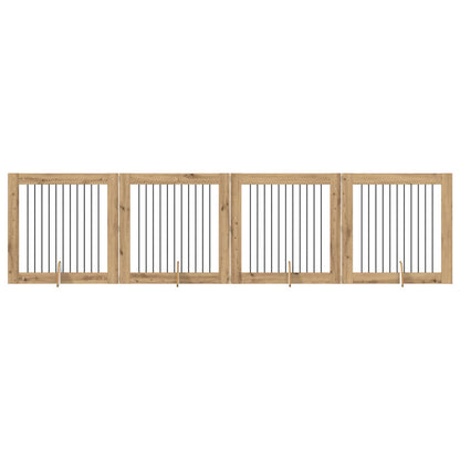 Foldable Dog Gate with Stands 4 pcs Artisan Oak 401 cm