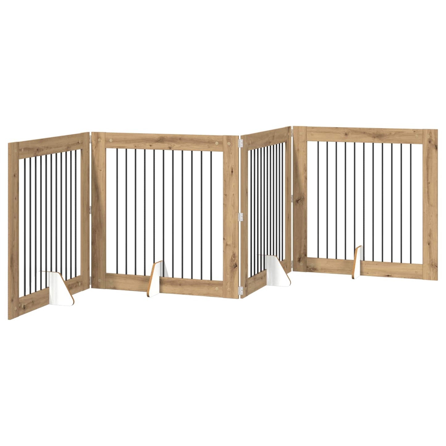 Foldable Dog Gate with Stands 4 pcs Artisan Oak 401 cm