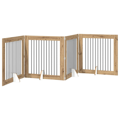 Foldable Dog Gate with Stands 4 pcs Artisan Oak 401 cm