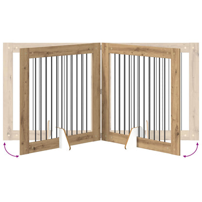 Foldable Dog Gate with Stands 4 pcs Artisan Oak 401 cm