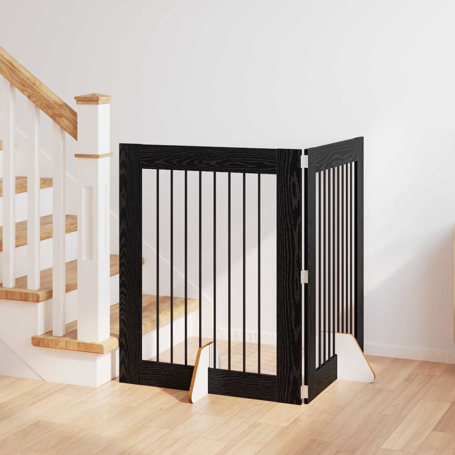 Dog Gate with Stands 2 pcs Black Oak 80 x 100 cm