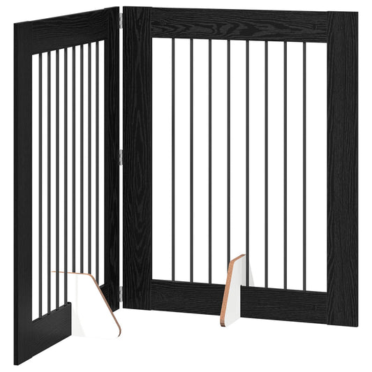Foldable Dog Gate with Stands 2 pcs Black Oak 160.5 cm