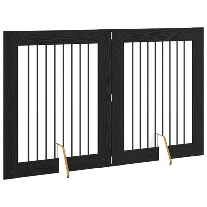 Foldable Dog Gate with Stands 2 pcs Black Oak 160.5 cm