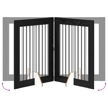 Foldable Dog Gate with Stands 2 pcs Black Oak 160.5 cm