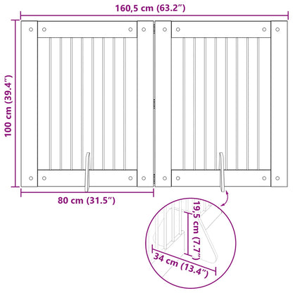 Foldable Dog Gate with Stands 2 pcs Black Oak 160.5 cm