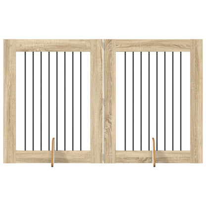 Foldable Dog Gate with Stands 2 pcs Sonoma Oak 160.5 cm