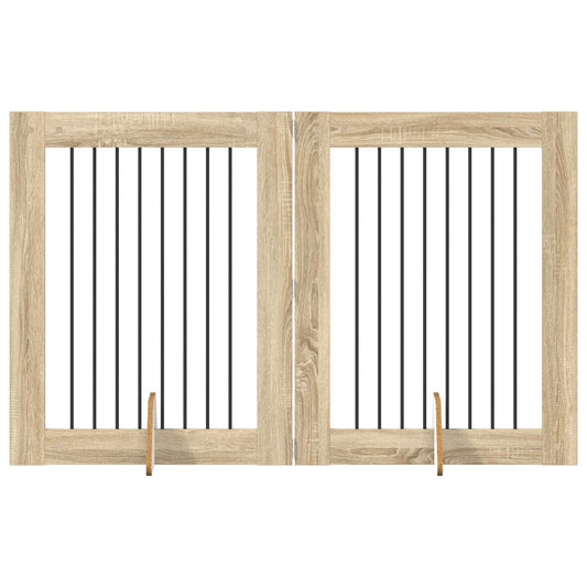 Foldable Dog Gate with Stands 2 pcs Sonoma Oak 160.5 cm
