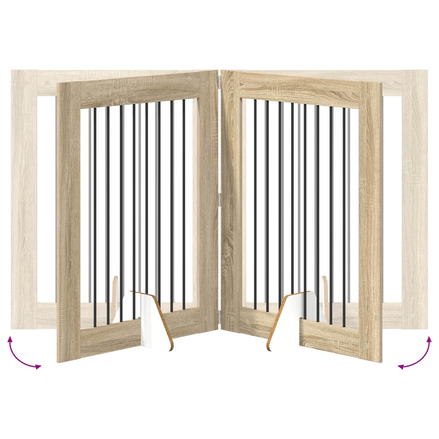 Foldable Dog Gate with Stands 2 pcs Sonoma Oak 160.5 cm