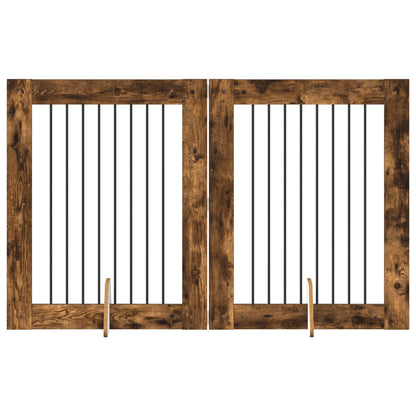 Dog Gate with Stands 2 pcs Smoked Oak 80 x 100 cm